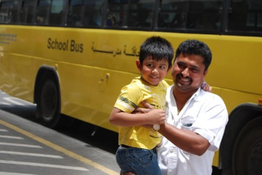 Sultan picking up Rhys at the bus stop