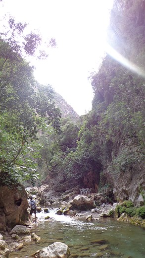 a narrow valley, a running river, mixing rocks & plants with sunrays .. Akchour