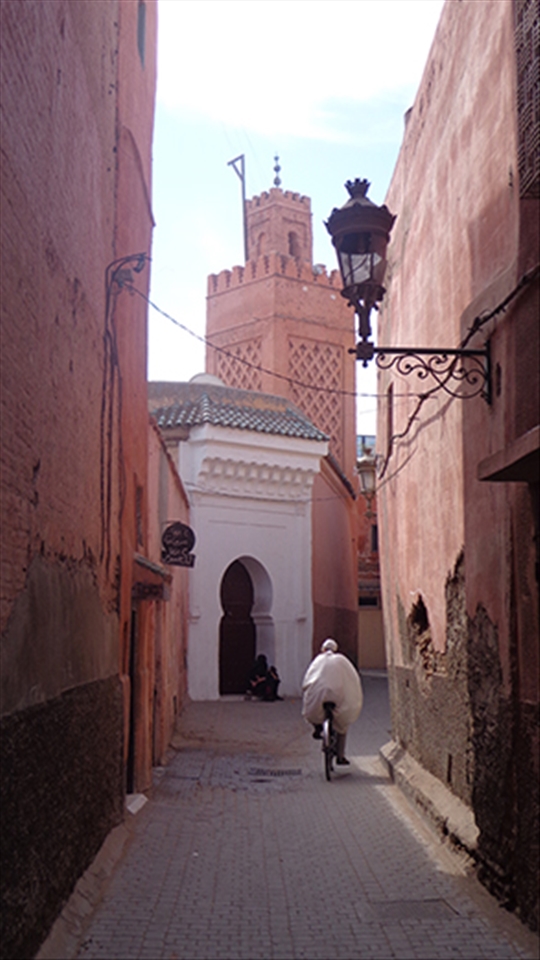 old red clay houses, curvy streets, moroccan clothes.. inside the medina's walls