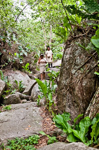 Members of the Koguis Indigenous Group head down to the seaside to collect shells which will be powdered and chewed with coca leaves that helps activate the alkaloids of the plant.