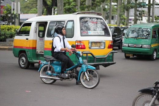 Someone who was in a hurry for a job interview in Bandung, West Java, Indonesia