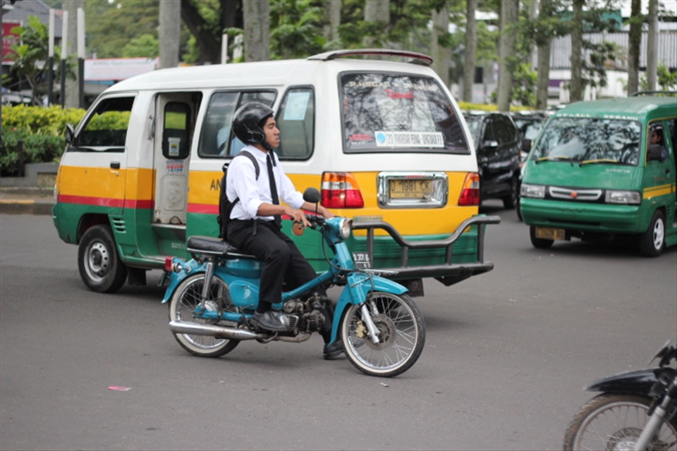 Someone who was in a hurry for a job interview in Bandung, West Java, Indonesia