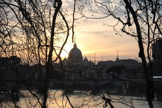 Walk through Rome Sun setting over the Vatican 