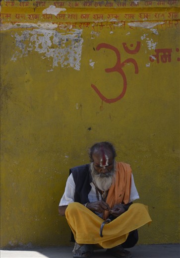 Holy man meditating at  Pashupatinath Temple in Kathmandu