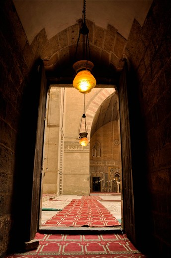 The Entrance corridor in El Sultan Hassan Mosque, Cairo, Egypt 