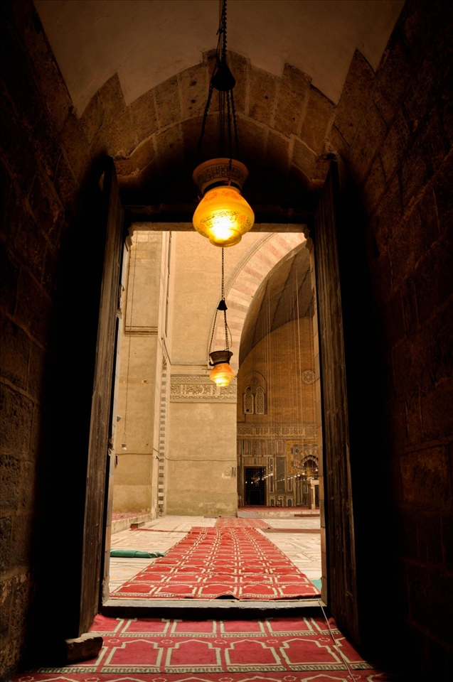 The Entrance corridor in El Sultan Hassan Mosque, Cairo, Egypt 