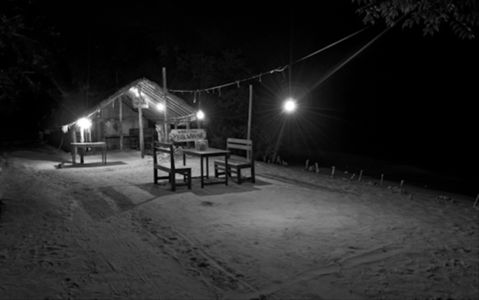 Basic restaurant (warung), placed on the beach, provides locals with food.