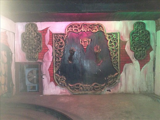 Beginning of haunted house ride at City Park