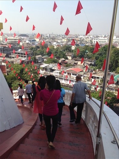 Descending the stairs at the Golden Temple