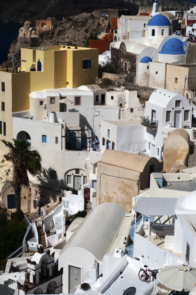 Cubistic View over the village of Oia, Santorini, Greece.