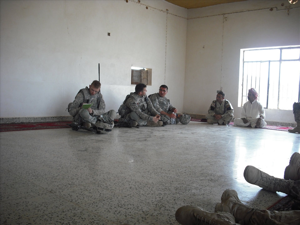 My platoon doing a meeting with a village muqtar. 