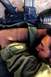 If you can't sleep with your gun under your pillow you must use your gun as a pillow. Resting time is precious. Soldiers get sleep whenever and wherever they can. : by adamp, Views[1260]
