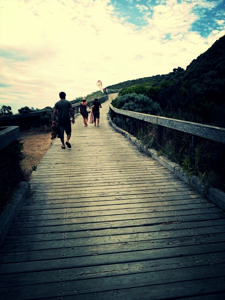 PortSea Victoria Australia, way back from the beach to the top of the hill. it was the hottest day of summer. the temprature was 41 degrees and at sudden the clouds made it a lovely day. a good day to swim in the sea. one of the beautiful places for tourism. 