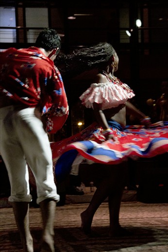 A couple performing Carimbó, a typical and very sensual dance.