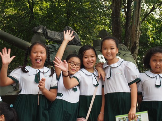 A lesson in History Vietnam children on a school excursion 