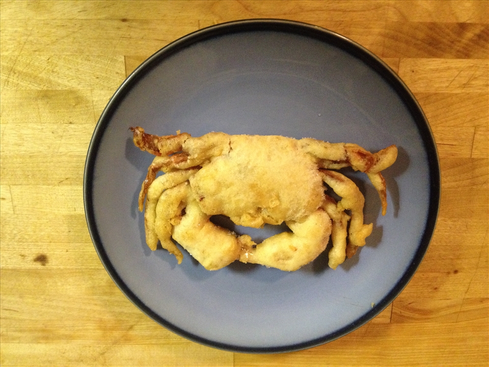 Poor tempura covered, out of season soft shell crabs.