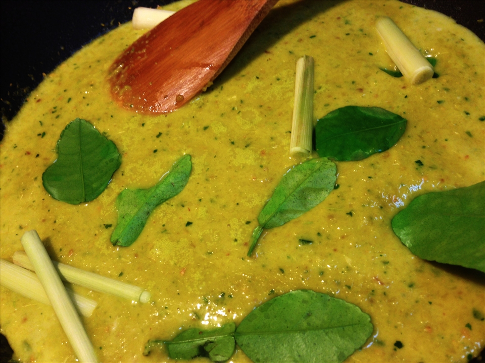 Simmering with lemon grass and lime leaves