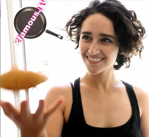 Adrian having fun before she grates a potato