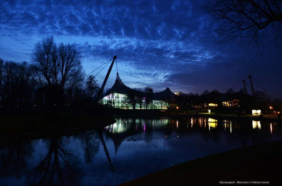 Olympic Zentrum Park,photo made after the sunset ends.