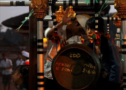 Children in Bali participate in cultural and religious events from a very young age.