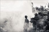 A man is standing out of the smoke of the incense and juniper leaves: by agustinvila, Views[325]