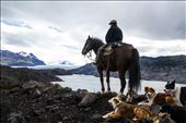 Overlooking Patagonia.  A Chilean cowboy or 