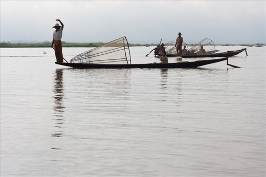 Since the lake is shallow and covered with reed which disables regular mobility, men developed the specific rowing style to enhance their visibility and avoid clusters of weed. 
