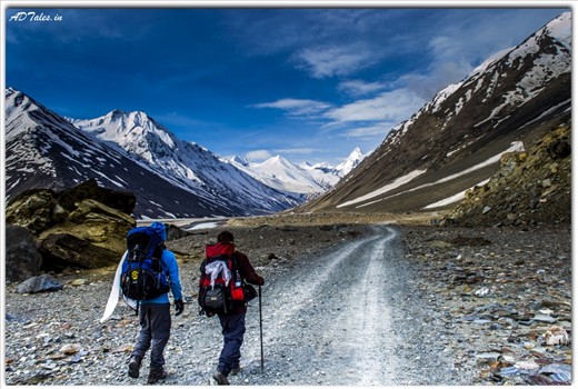Walking through deserted roads of Spiti.