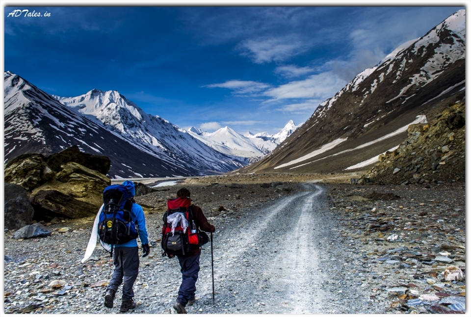 Walking through deserted roads of Spiti.
