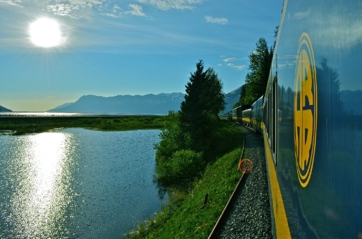 This photo was taken at 10:30 PM in Alaska along Turnagain Arm along the Alaska Railroad.