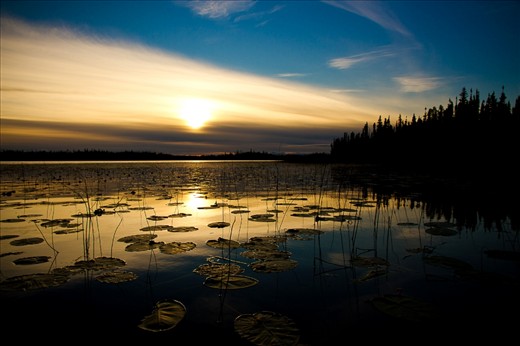 Beautiful sunset at Deadman Lake, South East Alaska. 