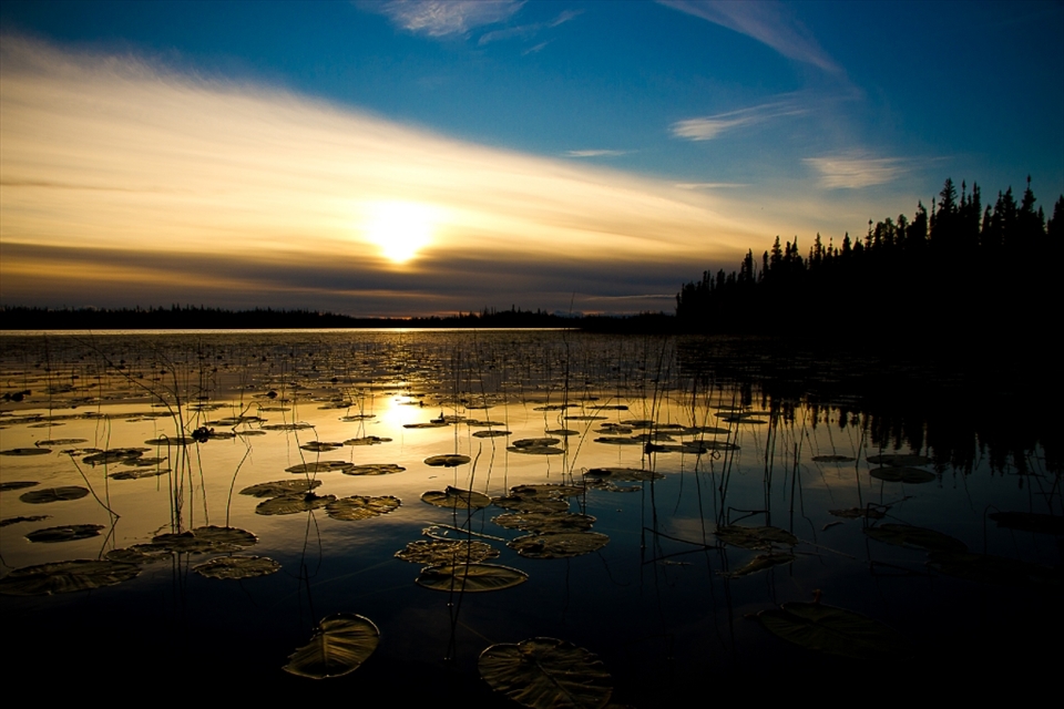 Beautiful sunset at Deadman Lake, South East Alaska. 