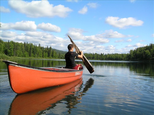 Enjoying the lovely but rare sunny summer weather in a canoe