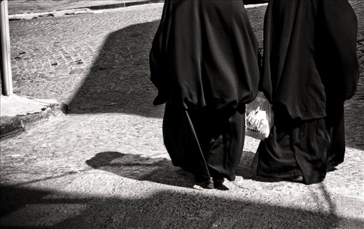 Women returning from the market in the popular district of Fatih. Istanbul TUR