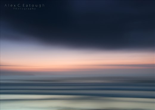 Experimentation with long exposure panning of incoming waves at Godrevy beach lead to this picturesque abstract interpretation of the moving ocean at sunset.