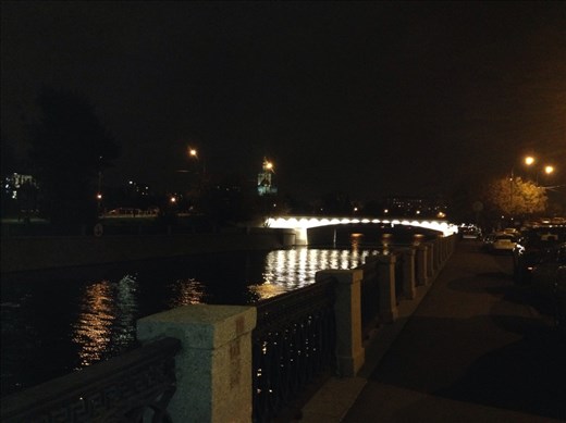 View of Moscow near hotel at night 