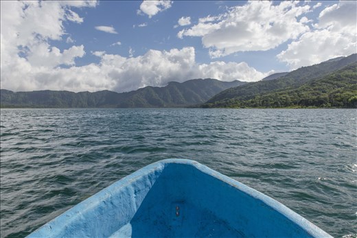 The boat ride across Lake Atitlan to the Mystical Yoga Farm is quite a scene. 