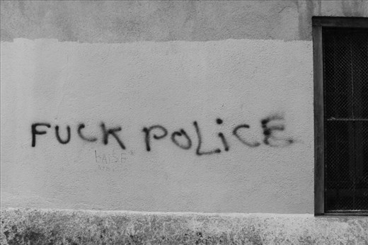 NO RULES, Perpignan, France: A wall lining a medieval church is de-faced by members of the community with a hostile slogan they seem to live by.  