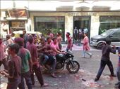 Motorbike with 4 people on it playing Holi: by alinach, Views[290]