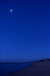 The moon takes her place in the sky, alongside Jupiter, amongst vivid blues: by alishah, Views[380]