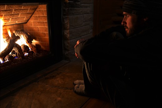 Thawing out by the fire after snowshoeing in 5 degree weather. 
