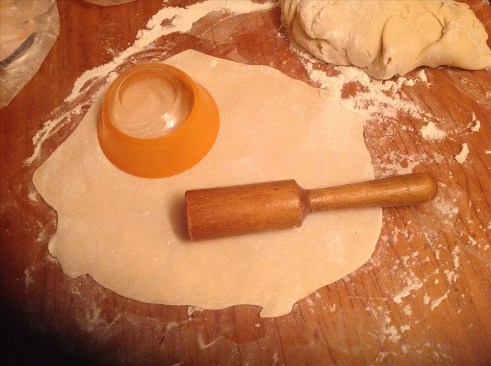 Roll out the dough and make circles