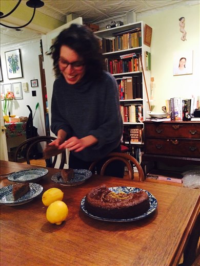 Me serving the cake for friends