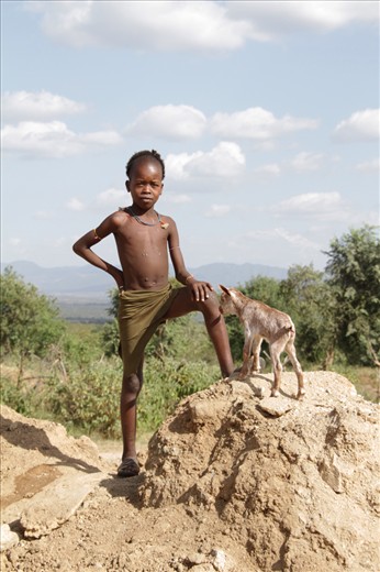 Boy belonging to Hamer tribe in Southern Ethiopia.	