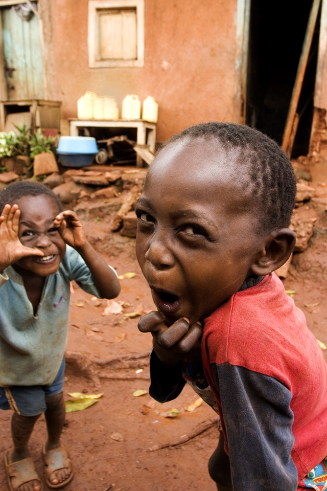 Funny children, making faces for the camera, have a great time