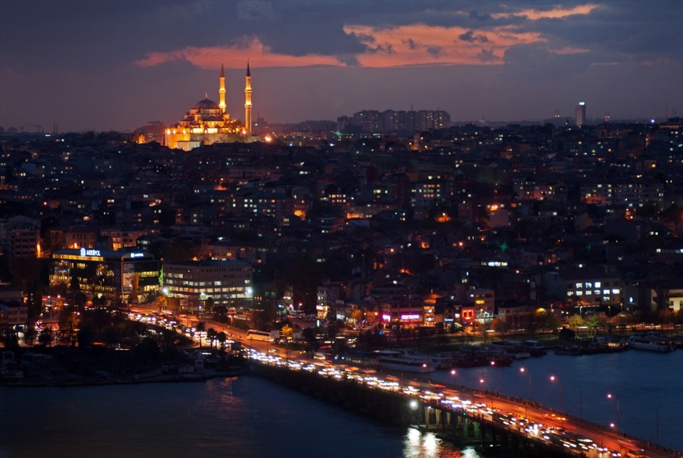 View of the city from Galata Tower at sunset