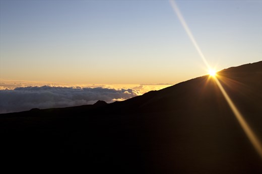 Sunrise on Piton de le Fournaise, one of the volcanoes in Reunion