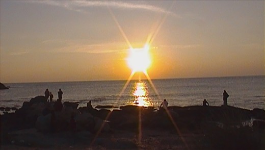  Beautiful view of sunset and sunrise in Kanyakumari
