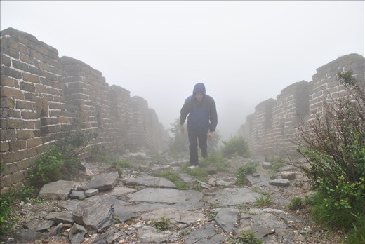 Action shot climbing the wall