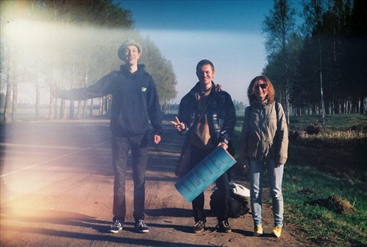 Meet new friends on the road near Vitebsk, Belarus. May, 2014